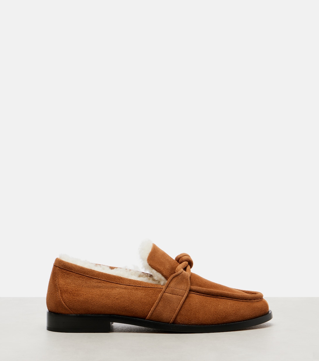 Loafers Astaire aus Veloursleder mit Shearling | Bottega Veneta