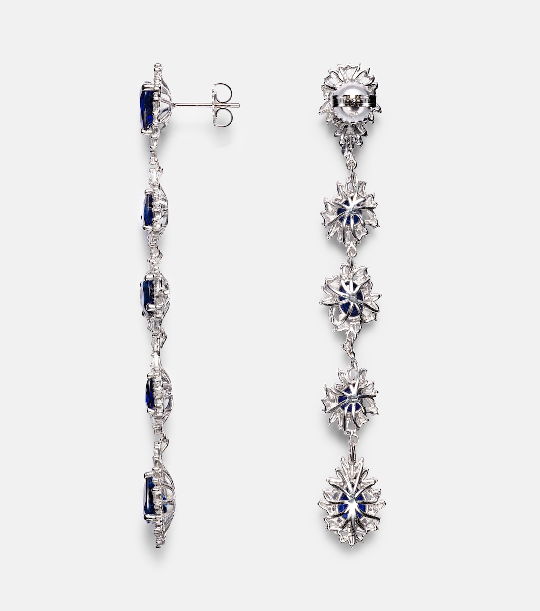 18kt white gold drop earrings with sapphires and diamonds | Suzanne Kalan
