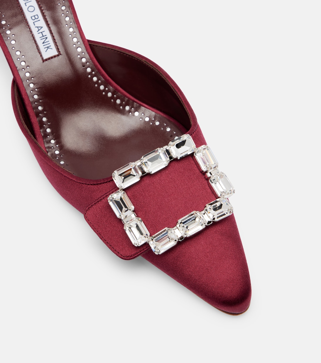 Mayjou 50 crystal-embellished satin mules | Manolo Blahnik
