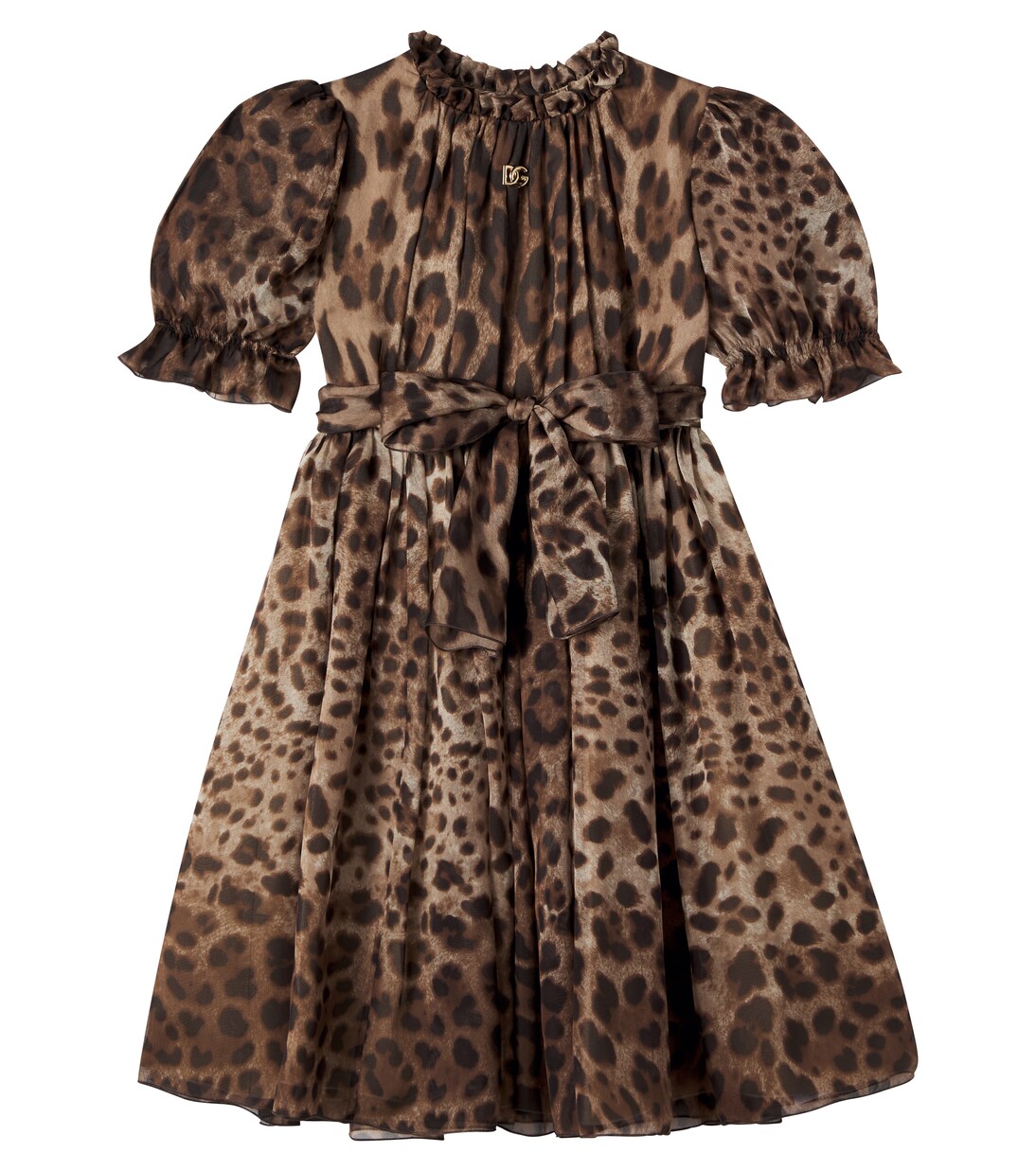 Leopard-print silk chiffon dress | Dolce&Gabbana Kids
