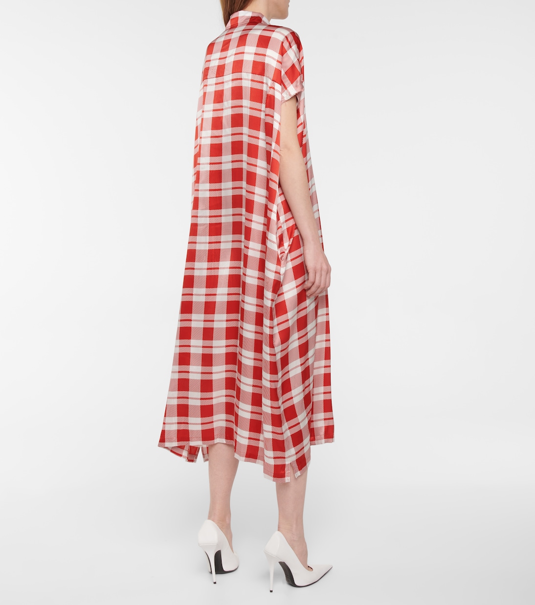 Checked silk shirt midi dress | Balenciaga