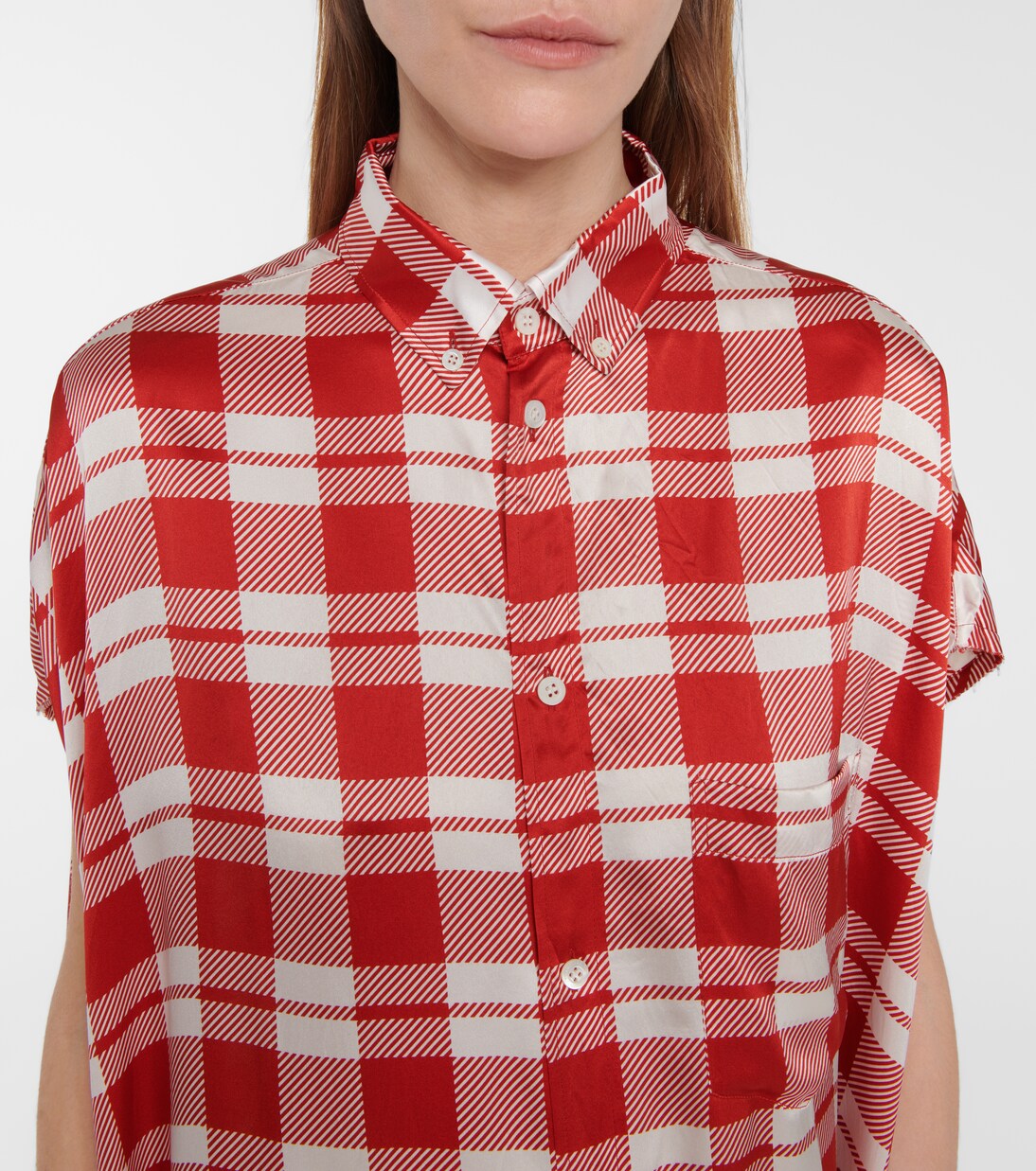 Checked silk shirt midi dress | Balenciaga