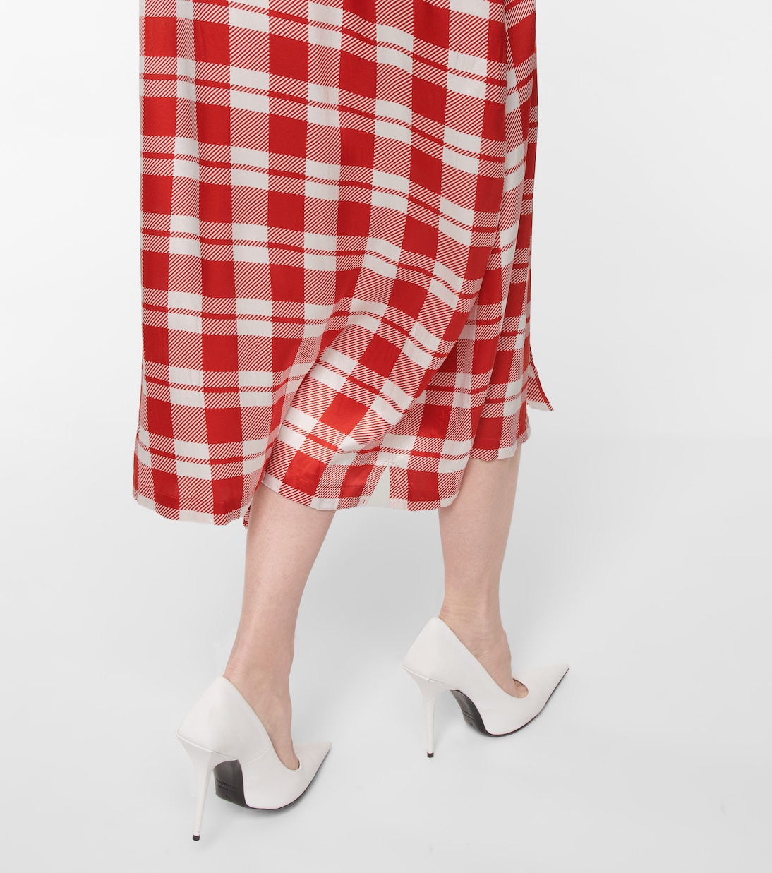 Checked silk shirt midi dress | Balenciaga