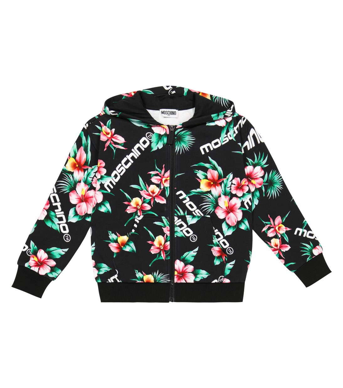Felpa in cotone con zip e cappuccio | Moschino Kids
