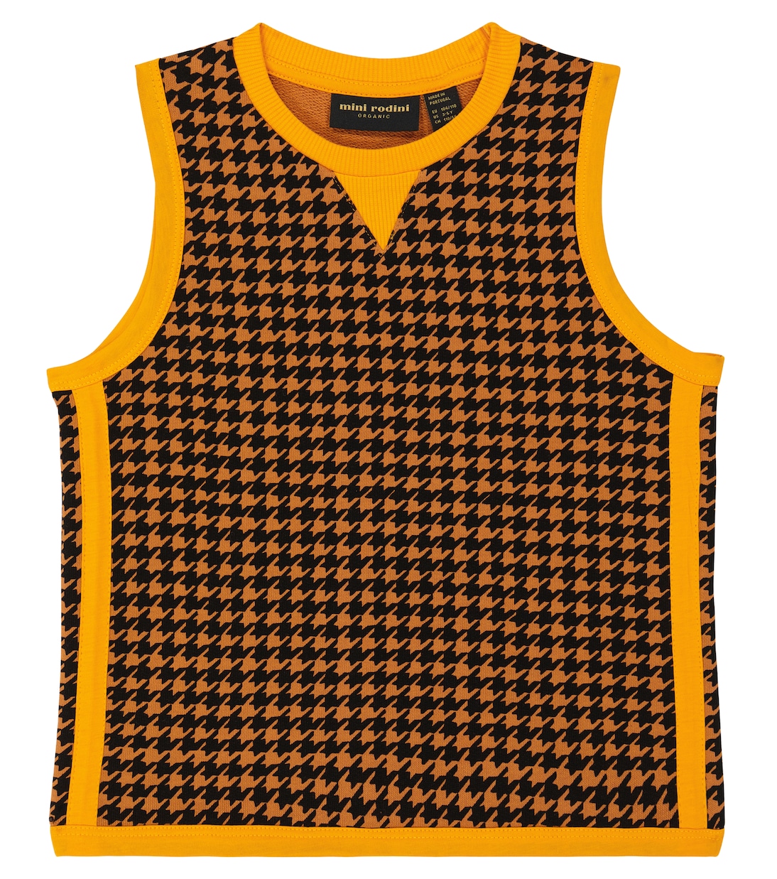 Houndstooth knitted cotton tank top | Mini Rodini