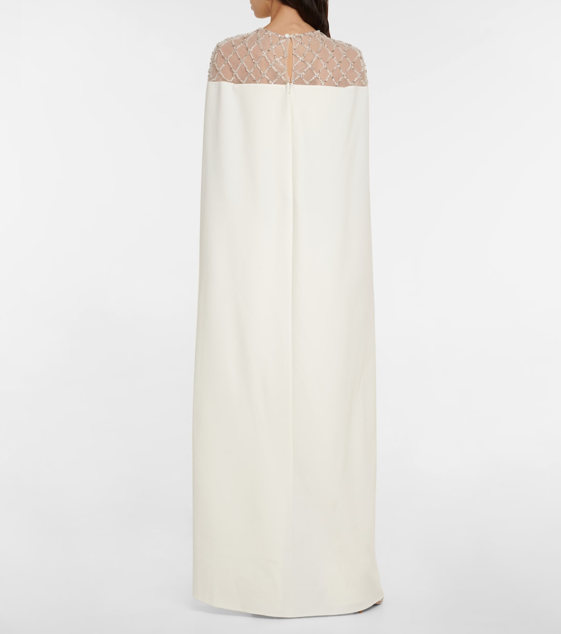 Bridal - Abito lungo in crêpe con mantella | Safiyaa