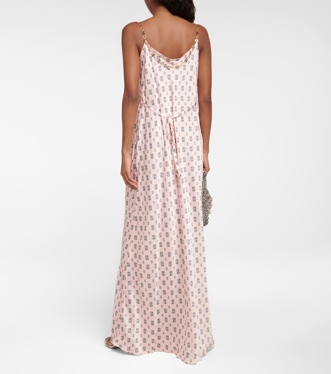 Chain-detail printed satin maxi dress | Rabanne