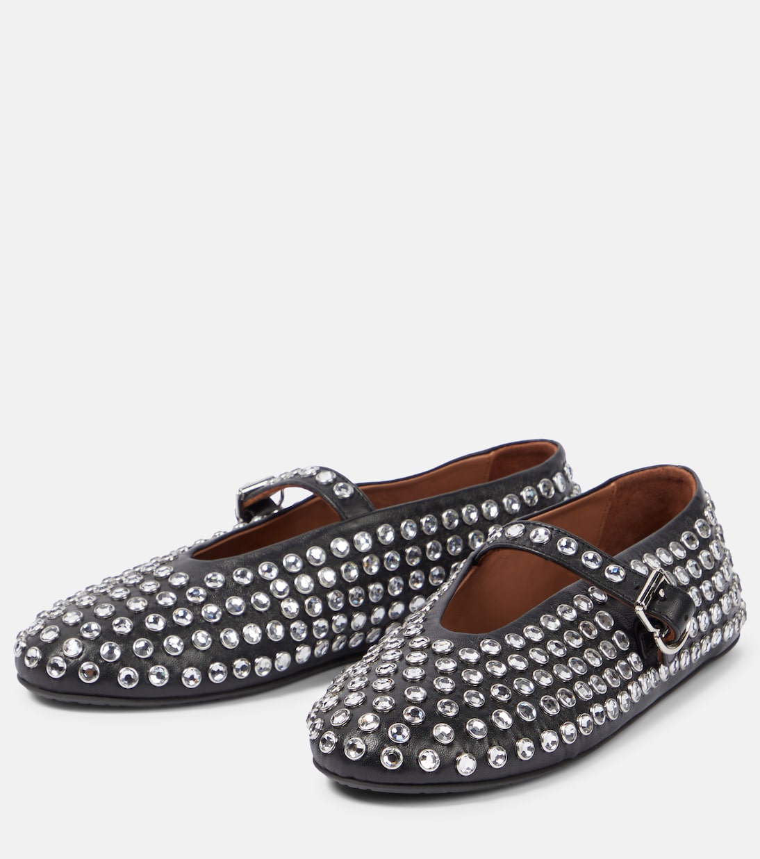 Ballerine in pelle con cristalli | Alaïa