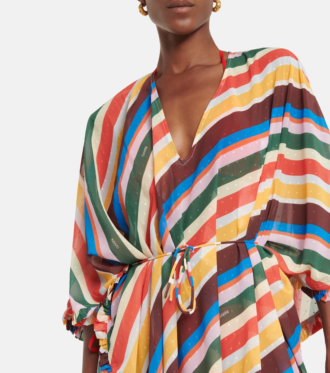 Striped chiffon maxi dress | Ganni