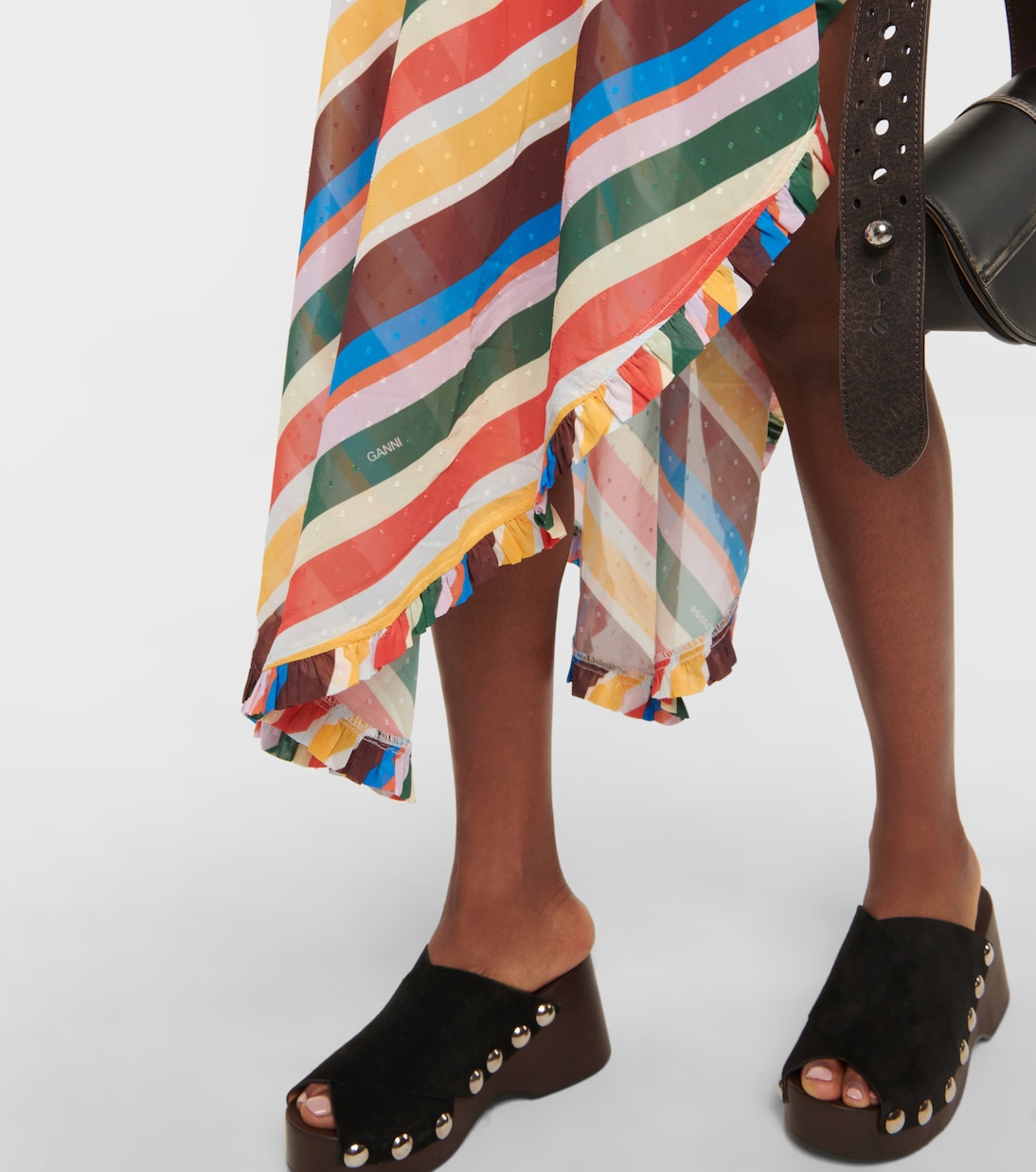 Striped chiffon maxi dress | Ganni