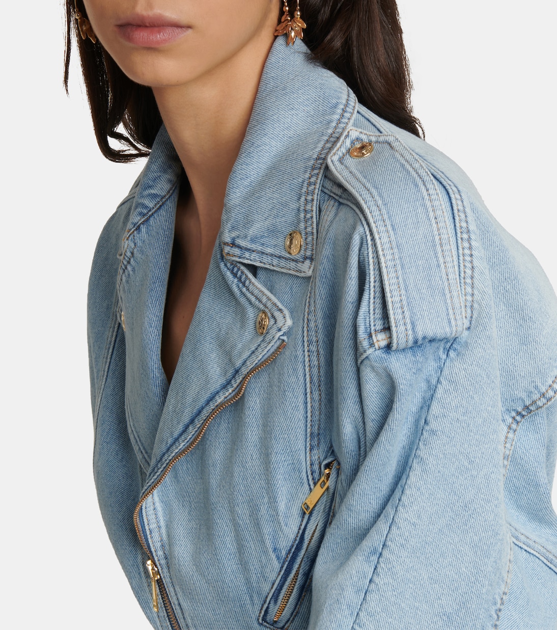 Asymmetric zipped denim minidress | Alexandre Vauthier