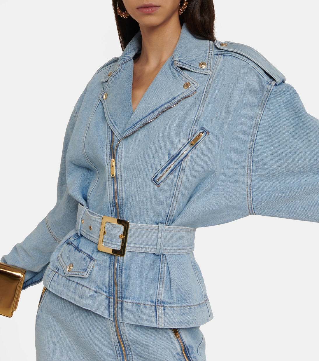 Asymmetric zipped denim minidress | Alexandre Vauthier