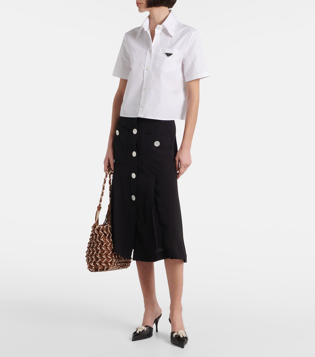 Chemise en coton à logo | Prada