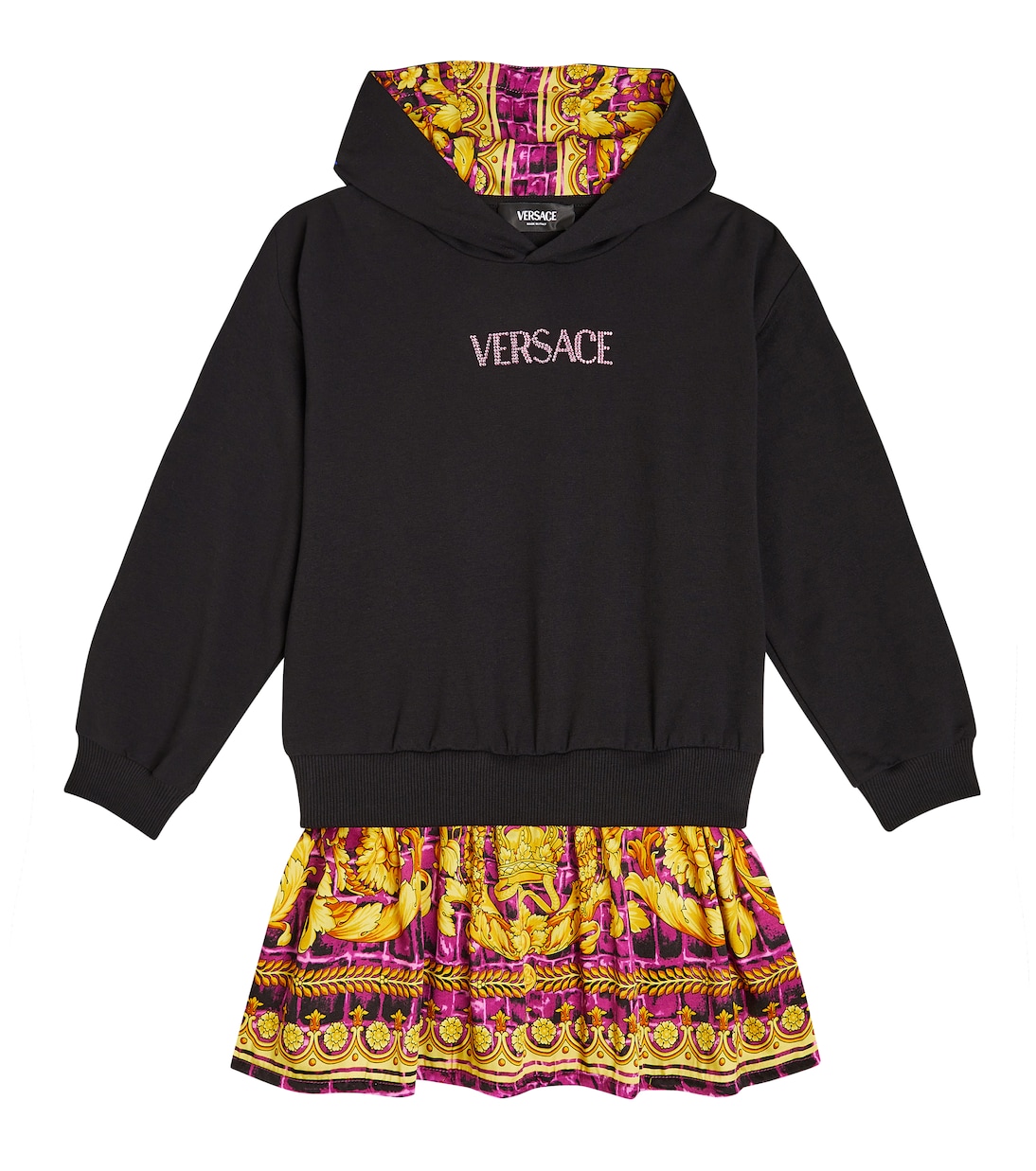 Robe imprimée en coton mélangé à logo | Versace Kids