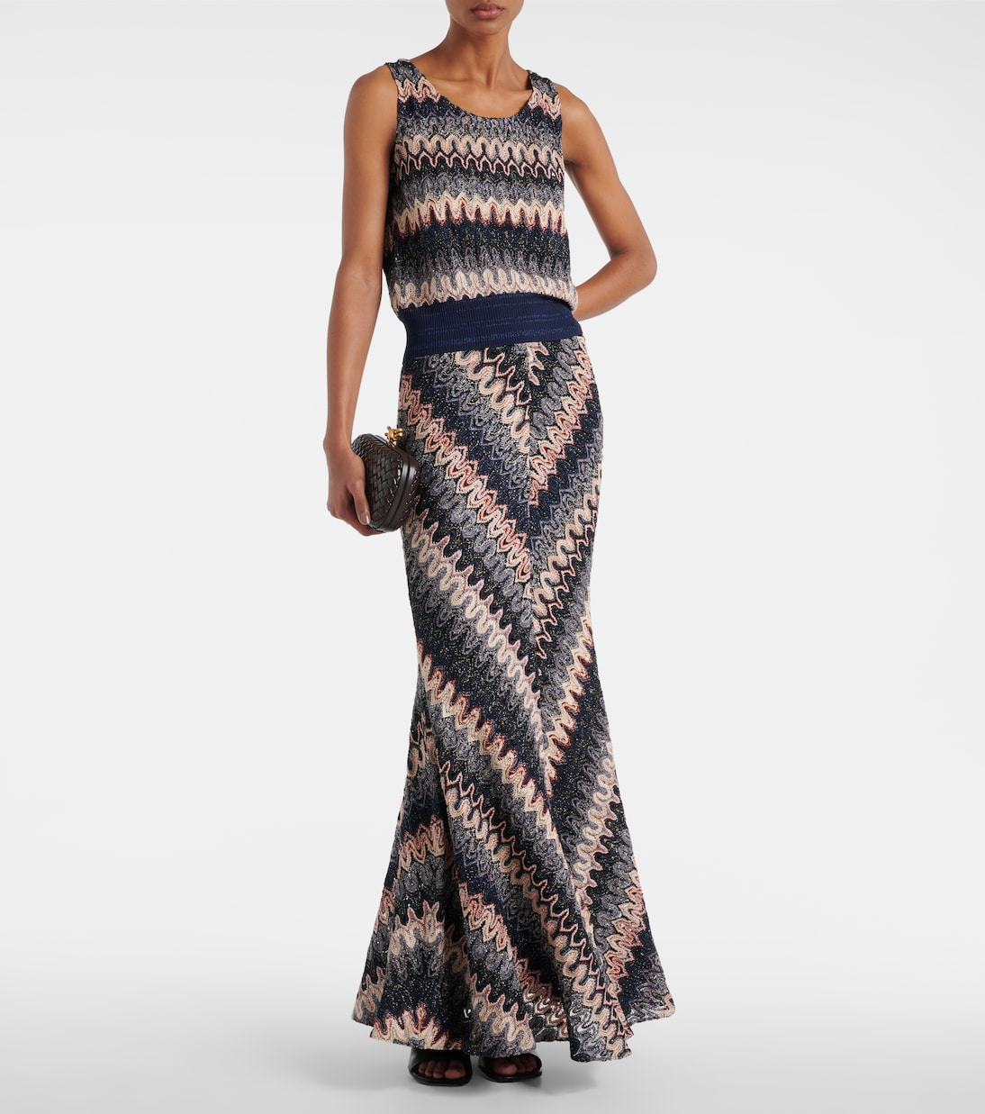 Gonna lunga in maglia lamé a zig-zag | Missoni