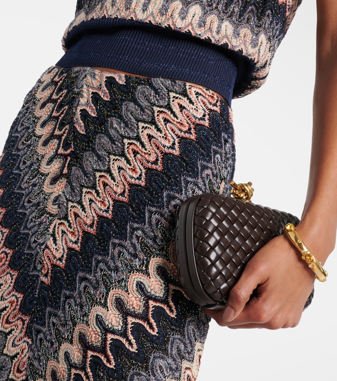 Gonna lunga in maglia lamé a zig-zag | Missoni