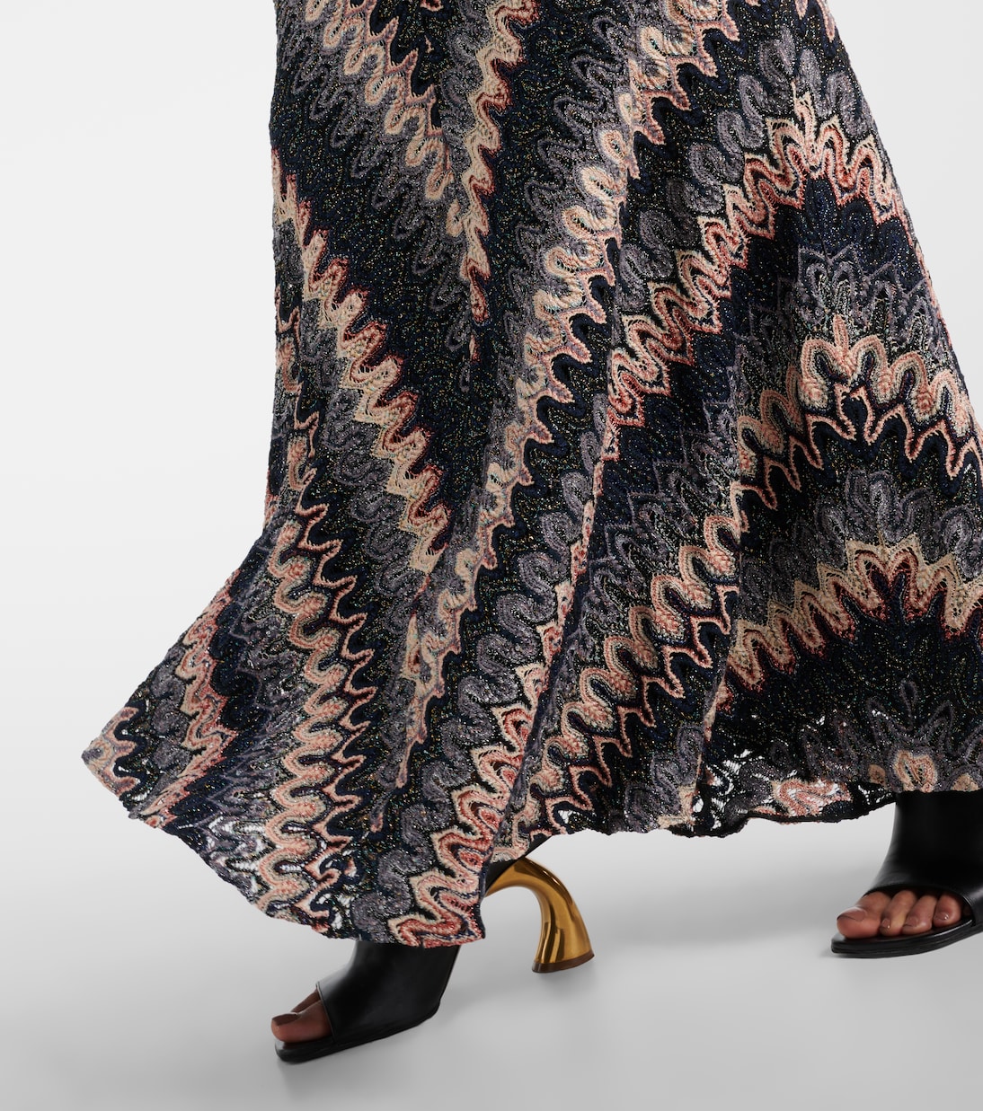 Gonna lunga in maglia lamé a zig-zag | Missoni