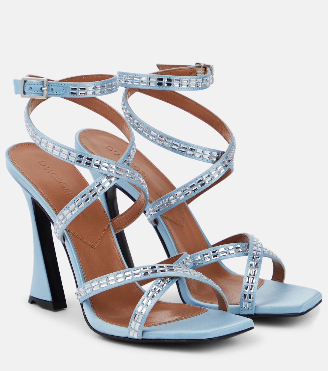 Sandales Carre en satin à ornements | D'Accori