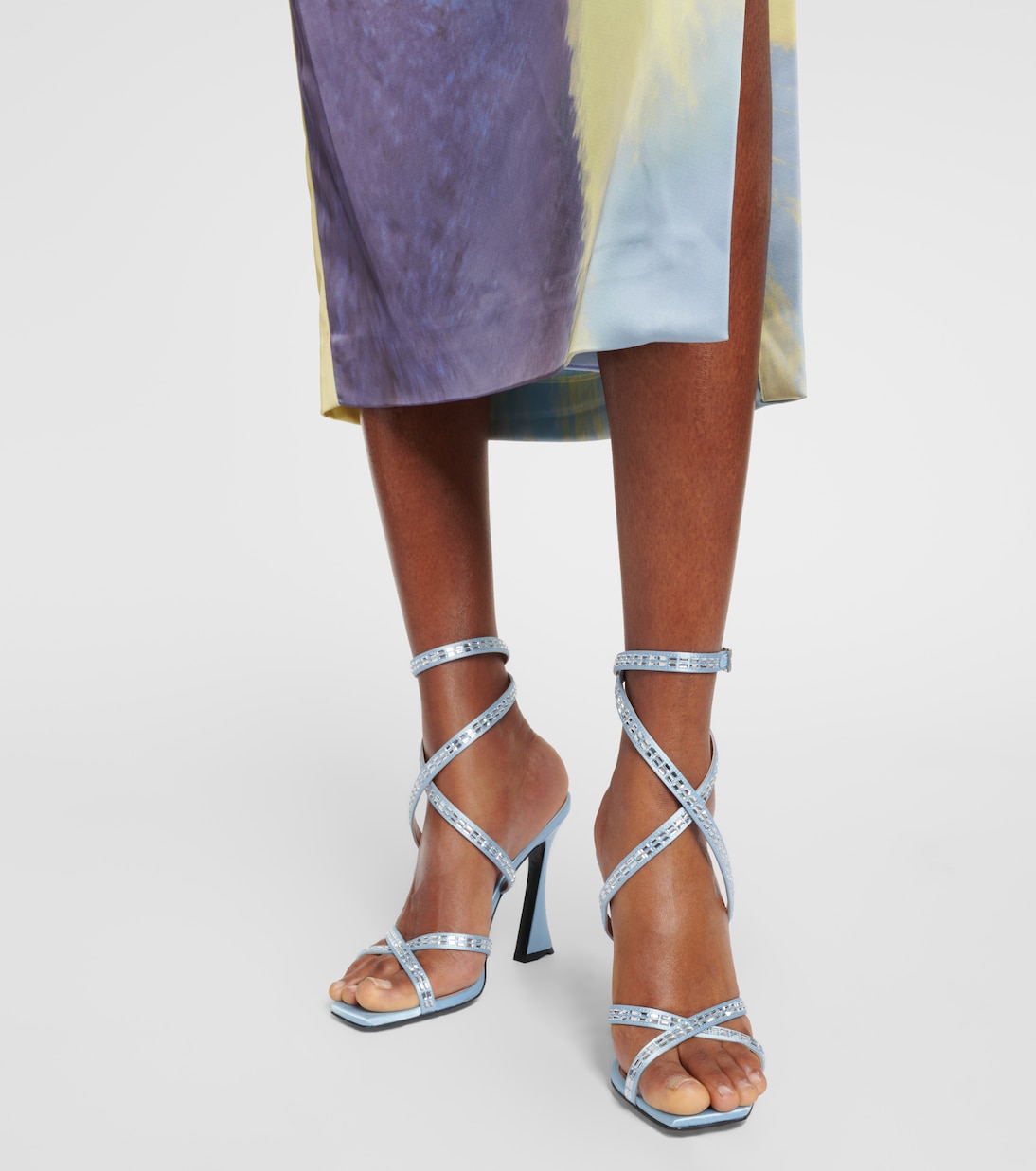 Sandales Carre en satin à ornements | D'Accori