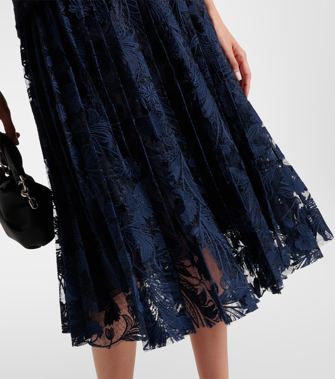Robe midi en tweed de laine mélangée et dentelle | Oscar de la Renta