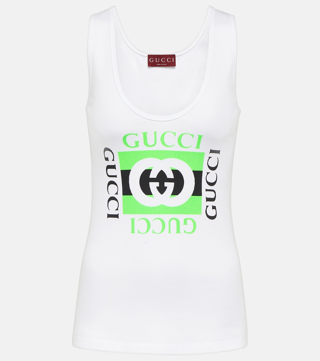 Logo cotton tank top in white Gucci Mytheresa