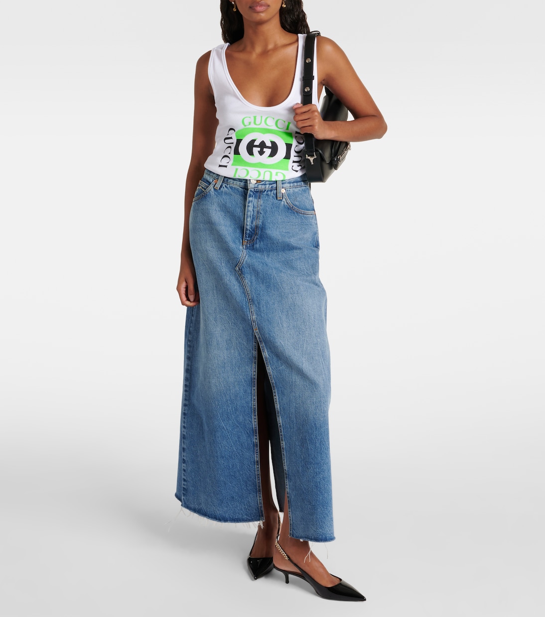 Tank top in cotone a coste con logo | Gucci