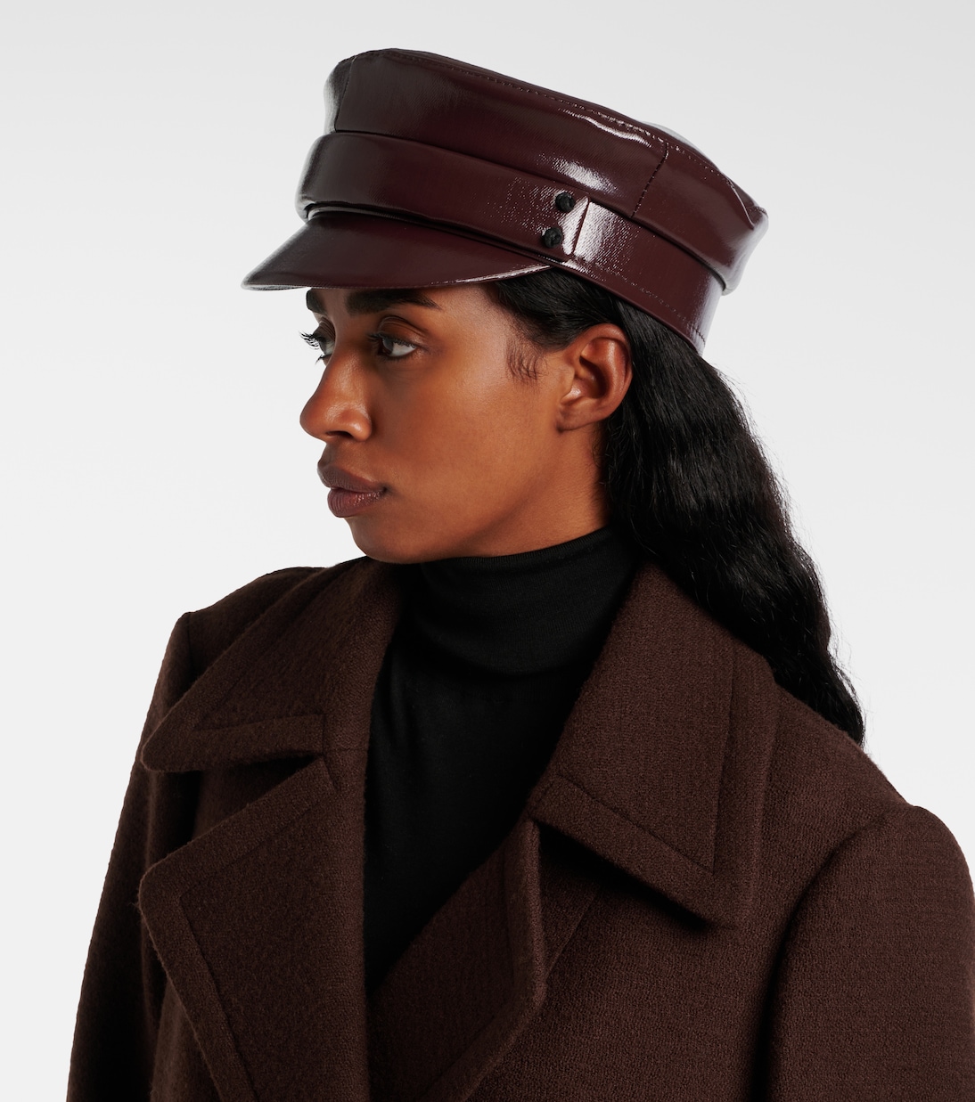 Faux leather newsboy cap in brown Ruslan Baginskiy Mytheresa