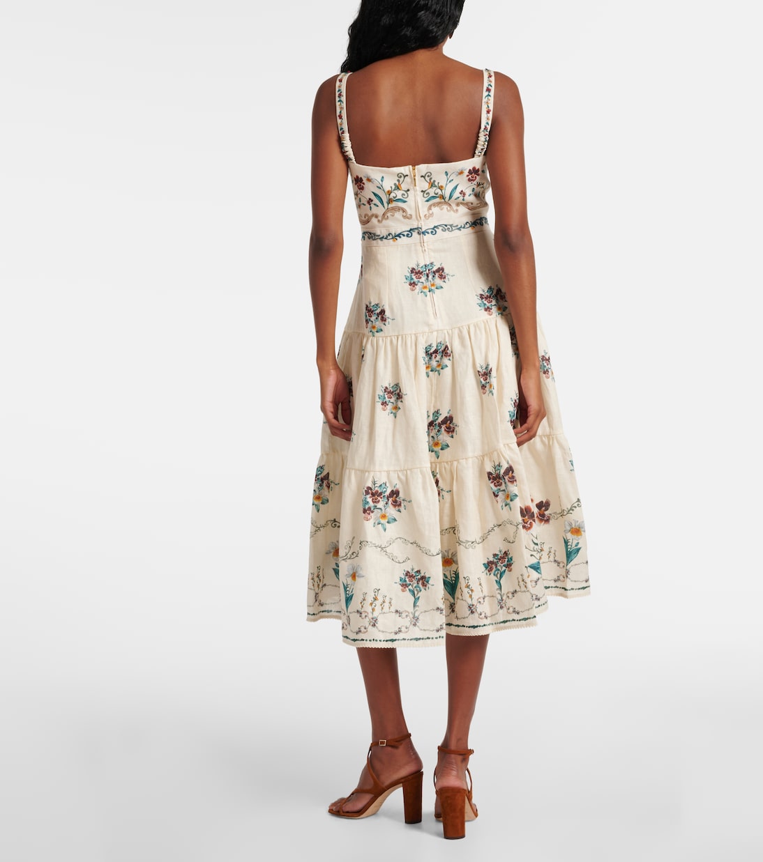 Besticktes Midikleid Lima Florero aus Leinen | Agua by Agua Bendita
