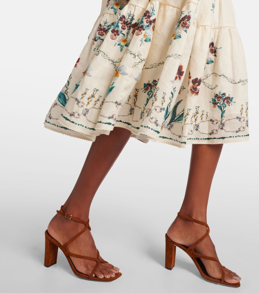 Besticktes Midikleid Lima Florero aus Leinen | Agua by Agua Bendita