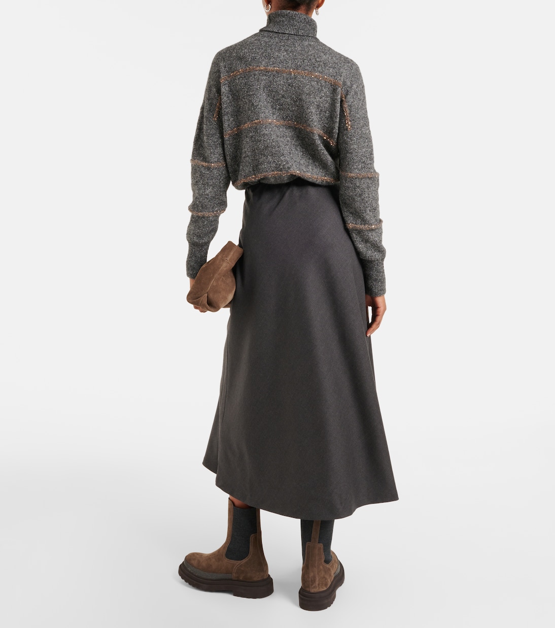 Falda midi de mezcla de lana | Brunello Cucinelli
