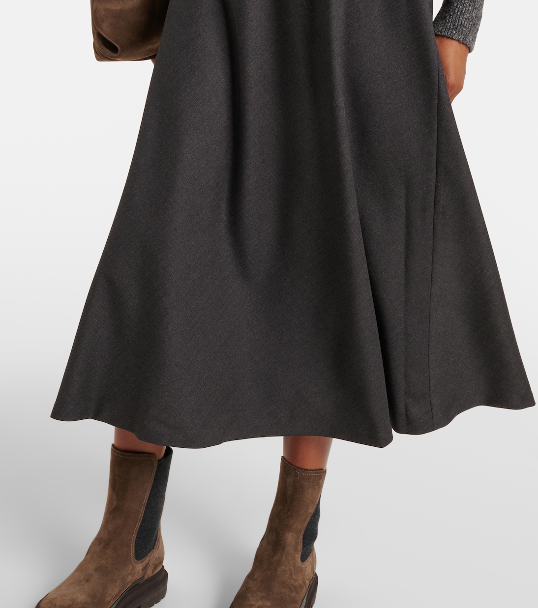 Falda midi de mezcla de lana | Brunello Cucinelli