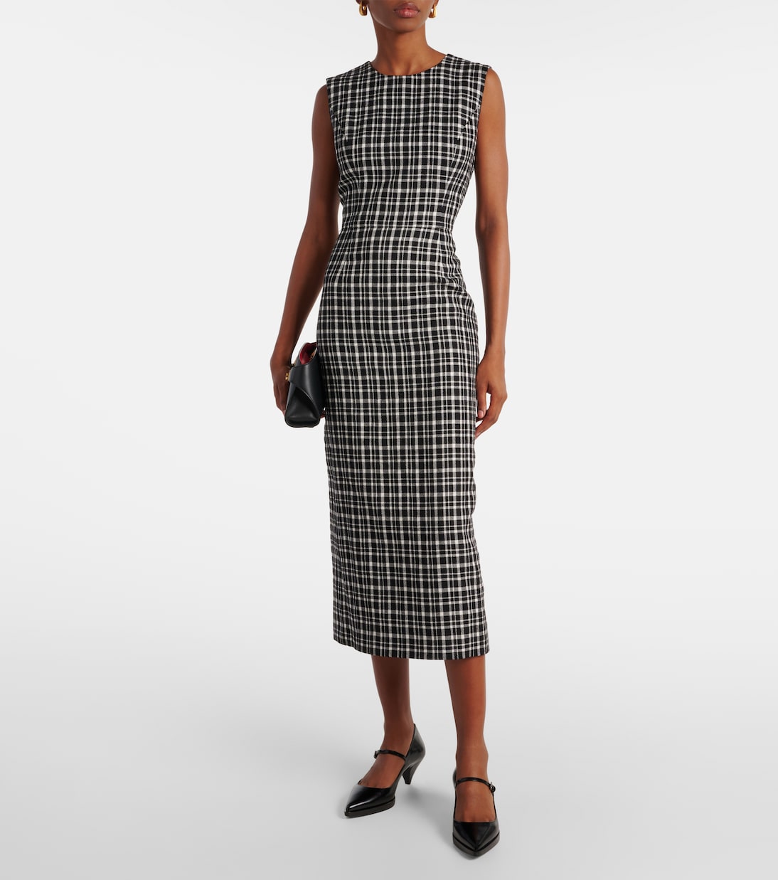 فستان ميدي بمربعات | Carolina Herrera