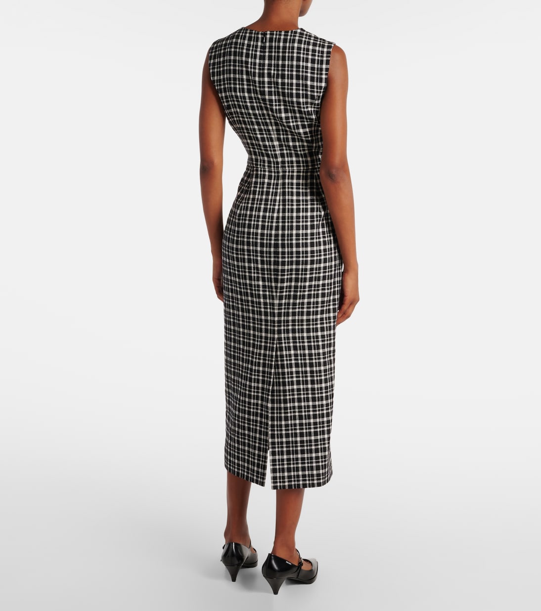 فستان ميدي بمربعات | Carolina Herrera
