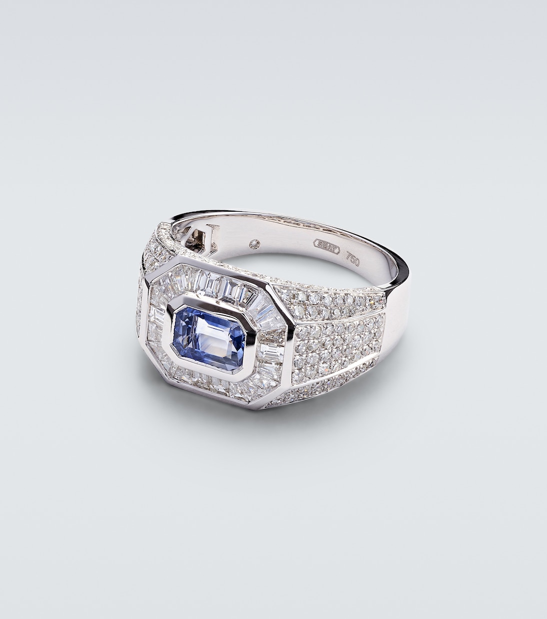 Bague en or blanc 18 ct, saphir et diamants | Shay Jewelry