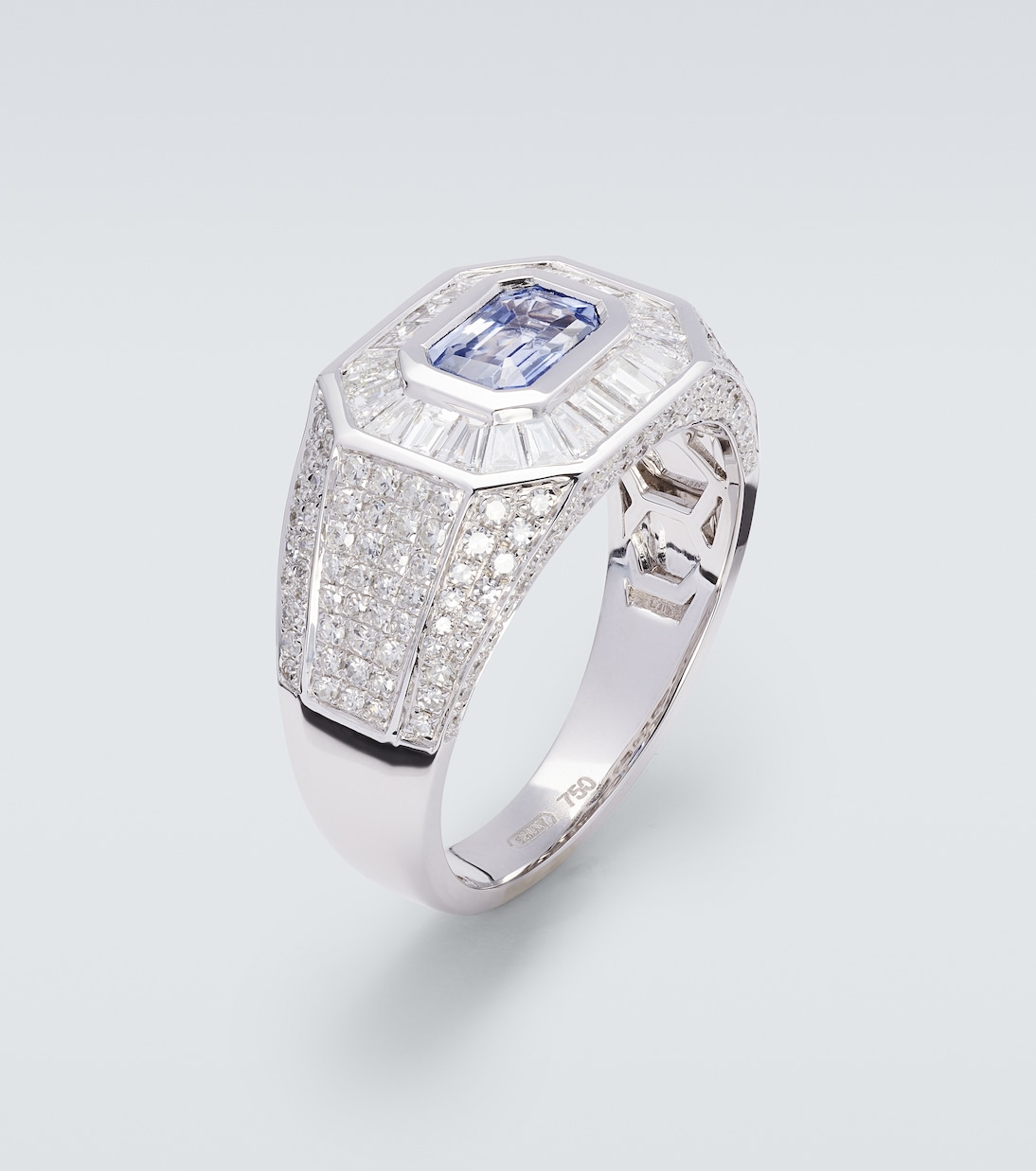 Bague en or blanc 18 ct, saphir et diamants | Shay Jewelry