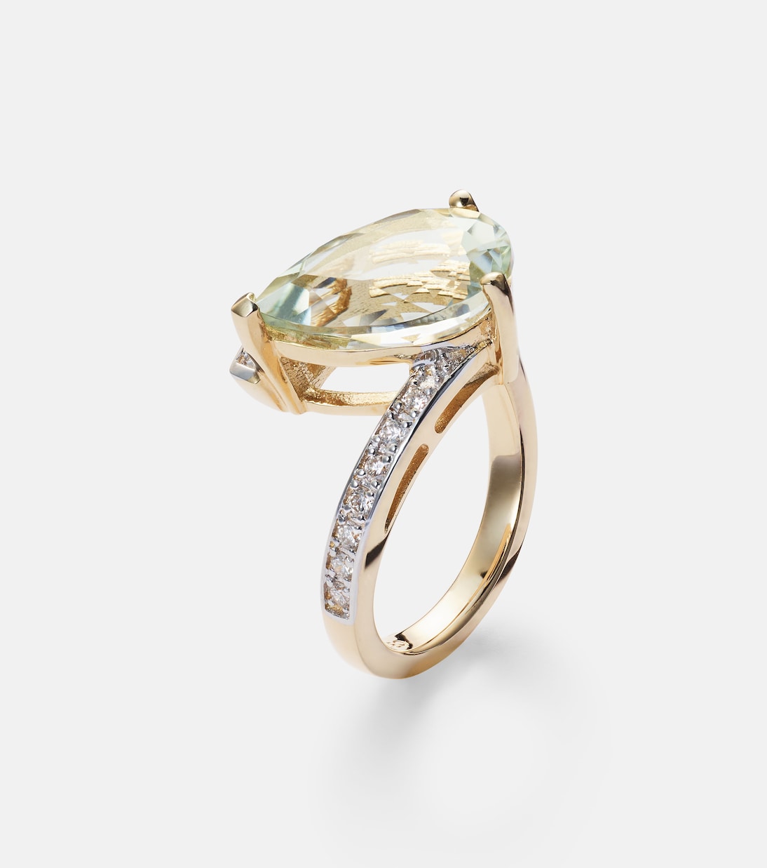 Bague Slanted en or 14 ct, améthyste et diamants | Mateo