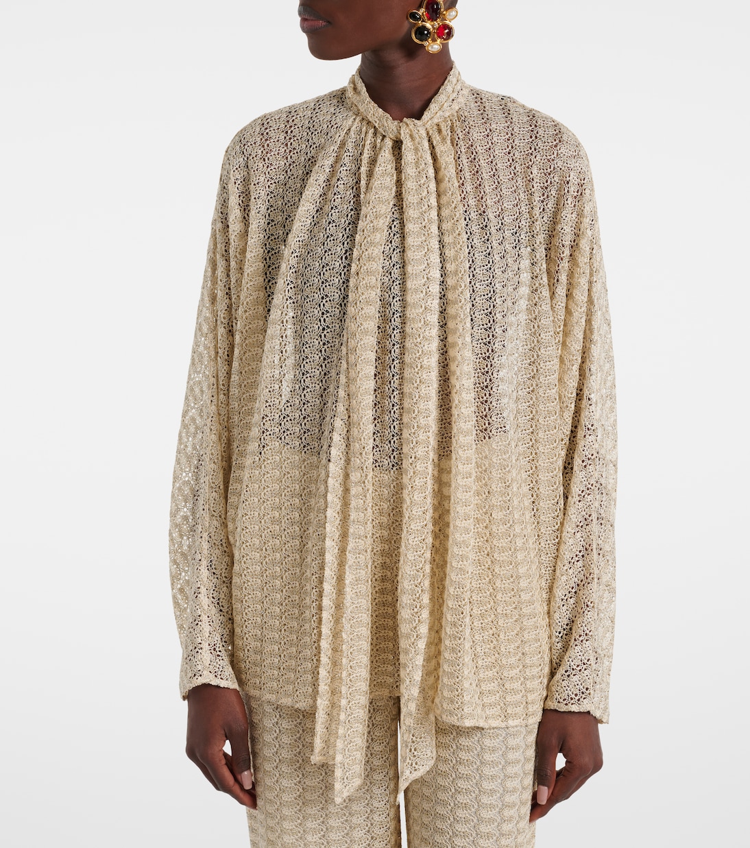 Blusa in maglia con lamé e fiocco | Missoni