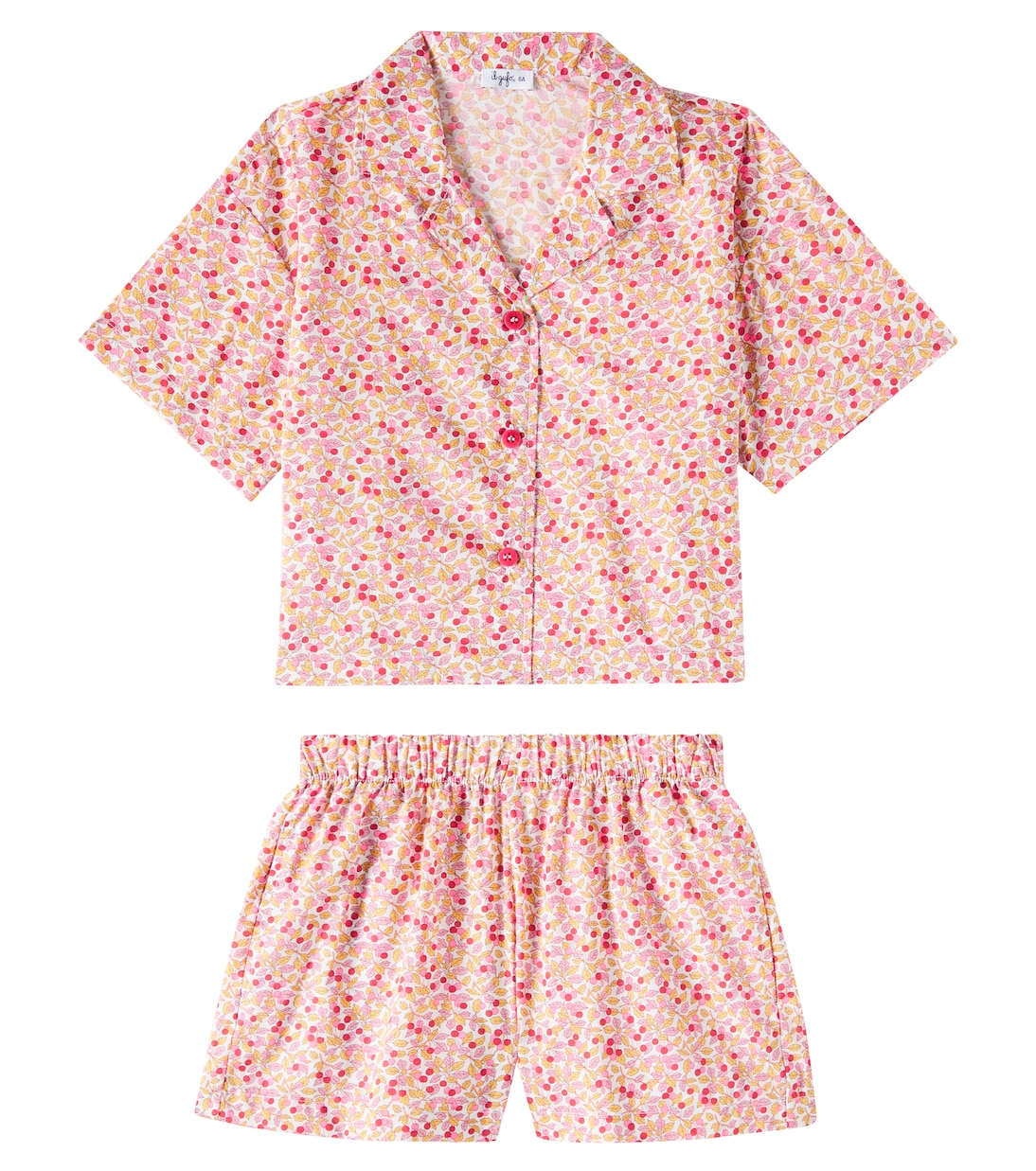 Camicia e shorts in cotone con stampa | Il Gufo