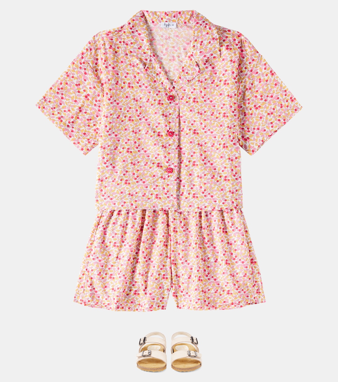 Camicia e shorts in cotone con stampa | Il Gufo