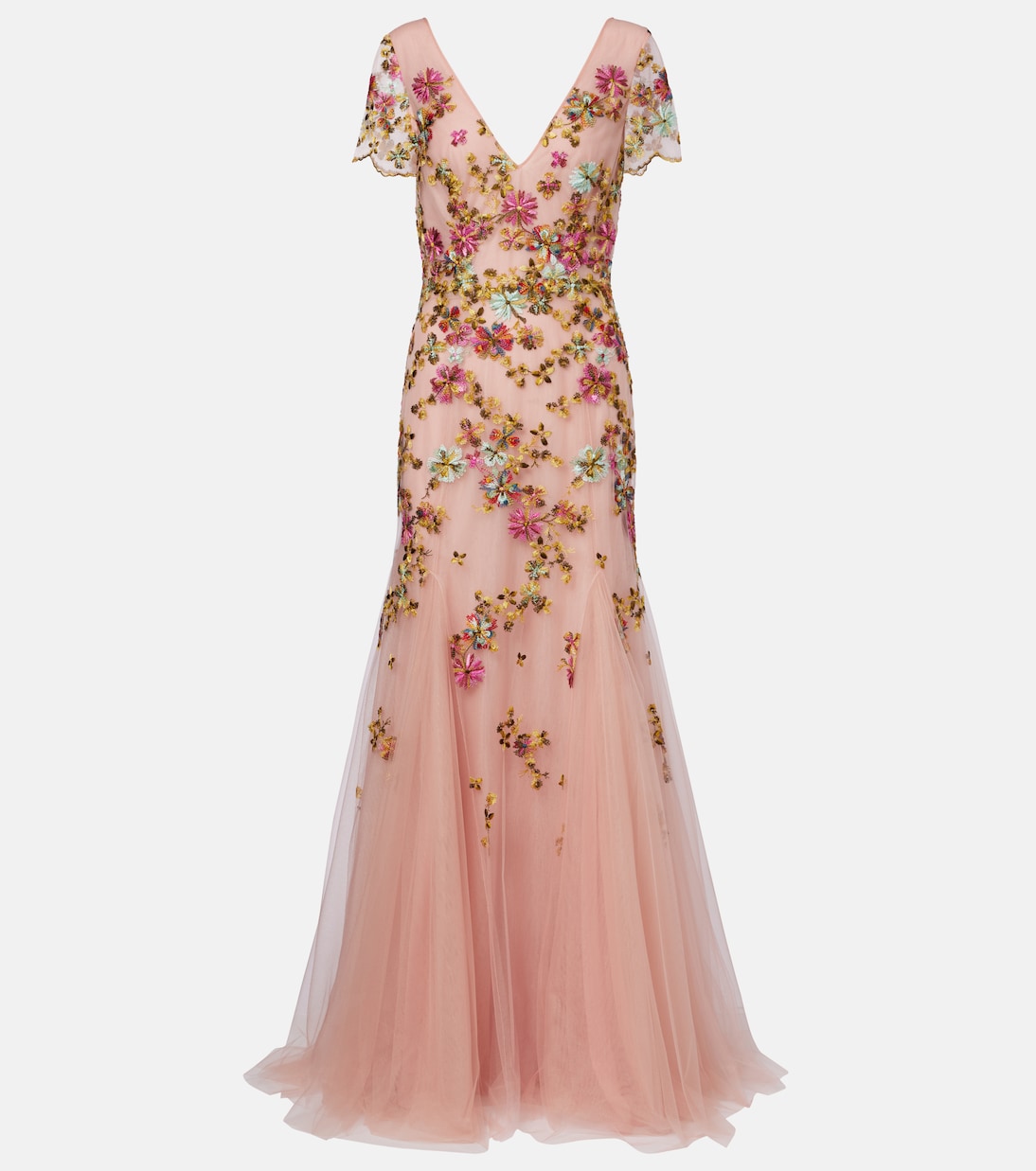 Bestickte Robe Polina aus Tüll | Costarellos
