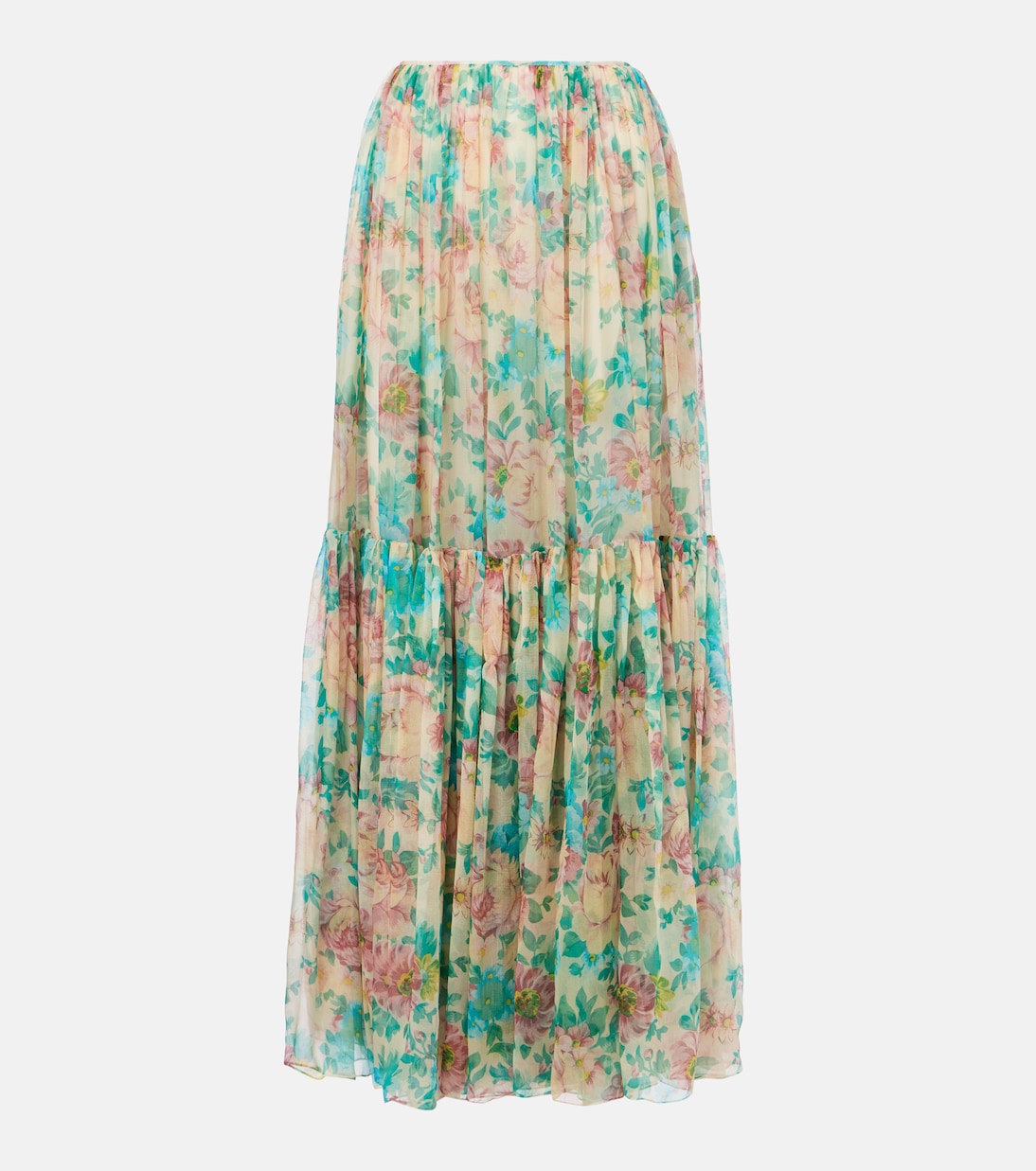 Jupe longue en soie à fleurs | Chloé