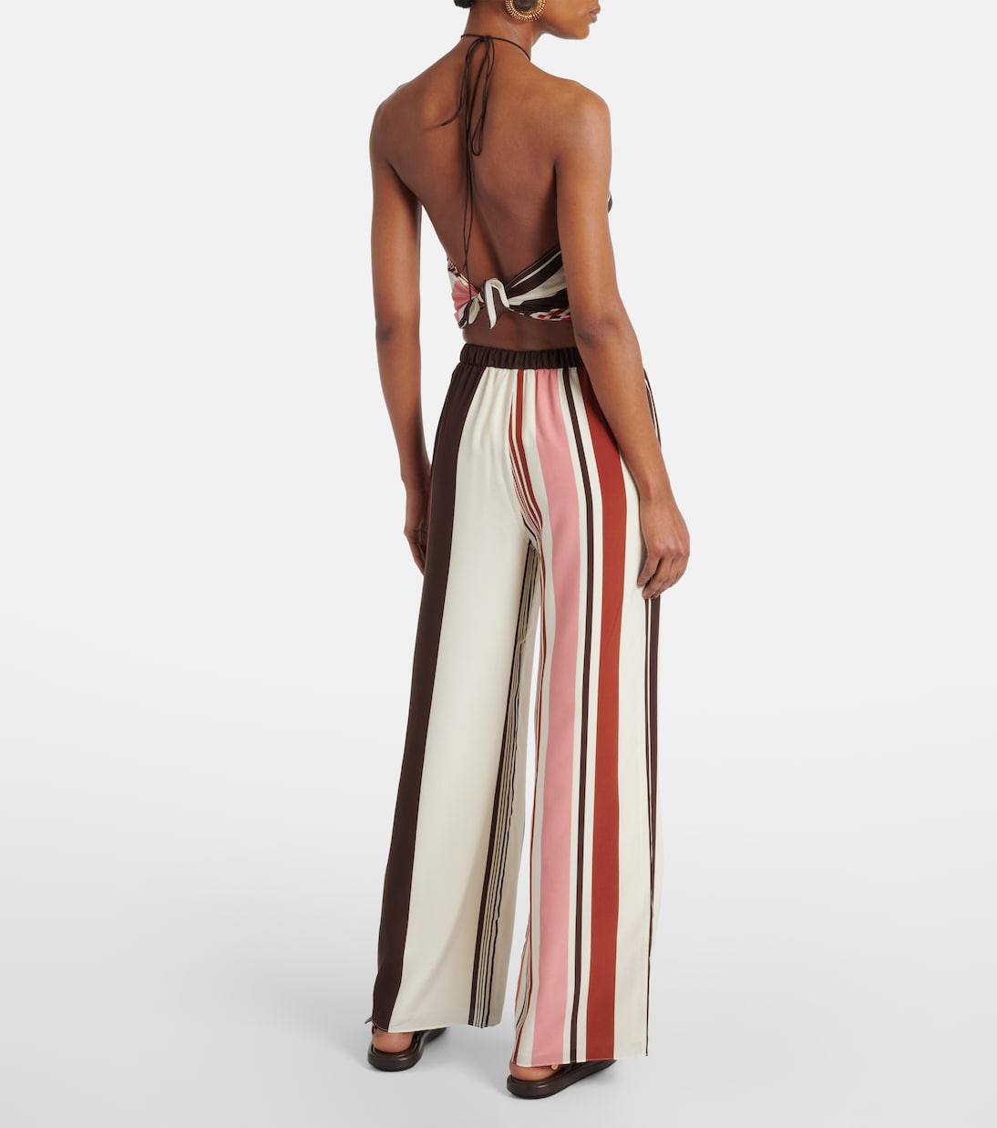 Thistle striped open-back silk satin top | SIR