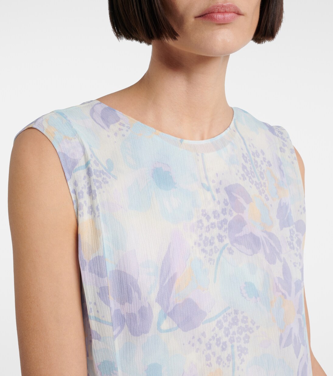 Abito lungo asimmetrico in seta con stampa floreale | Loewe