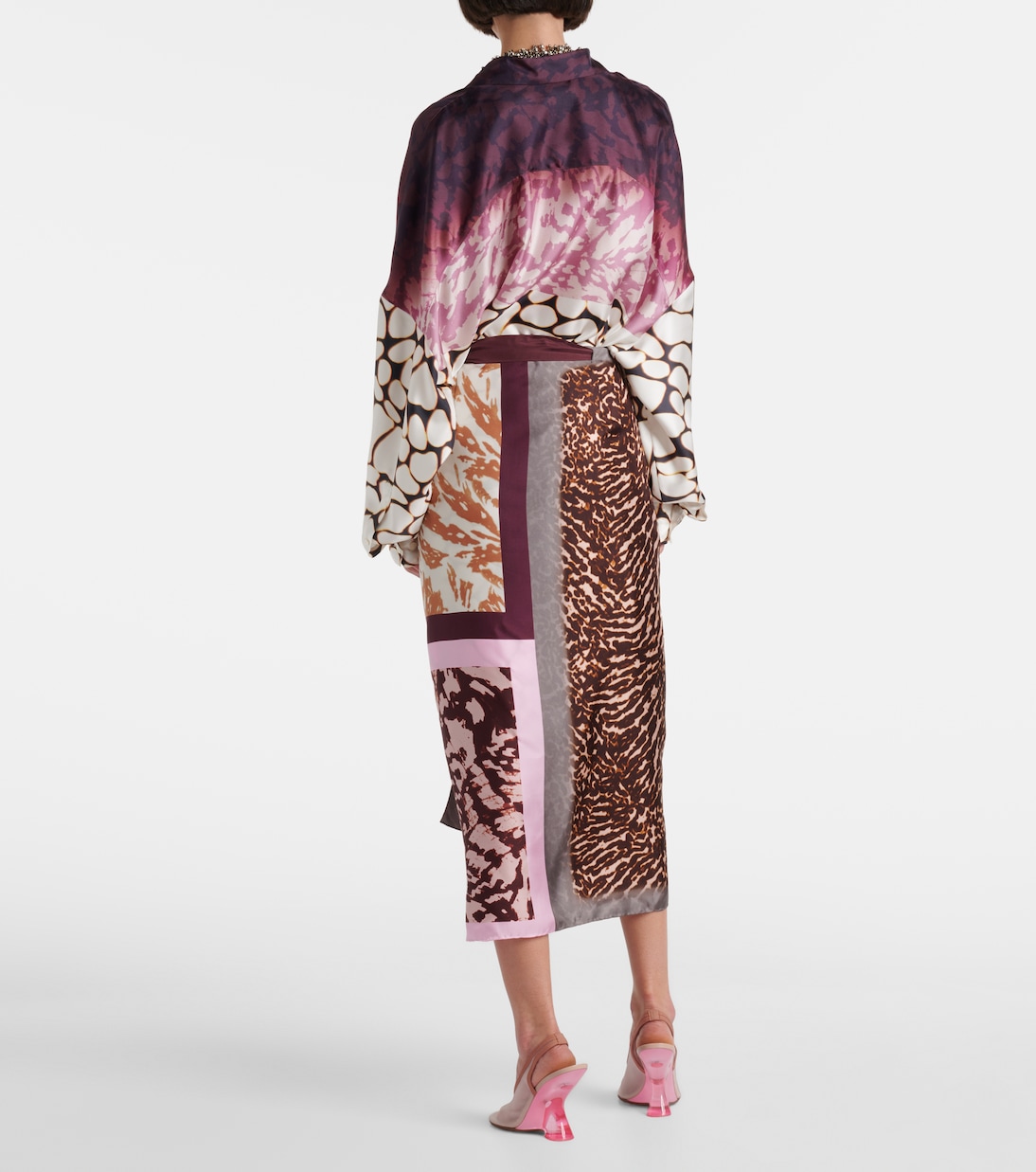 Gonna a portafoglio Scarfy in seta con stampa | Dries Van Noten