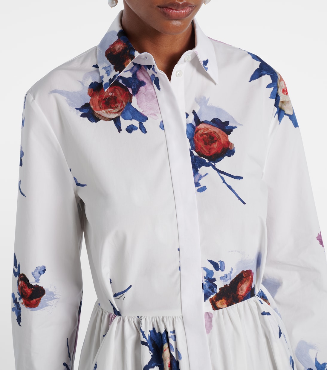 Vestido camisero de popelín de algodón floral | Erdem