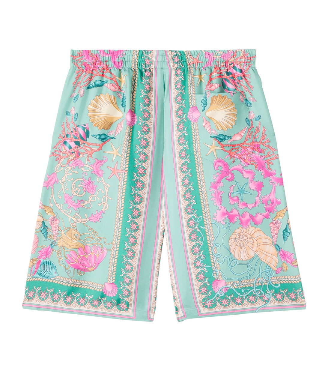 Underwater Barocco silk twill shorts | Versace Kids