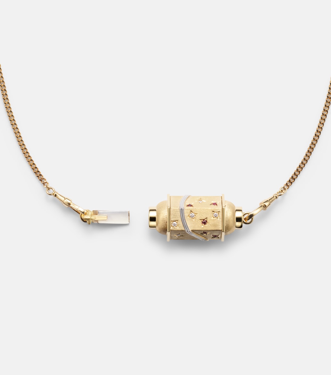 Milky Way 18kt gold pendant necklace with diamonds and rubies | Marie Lichtenberg