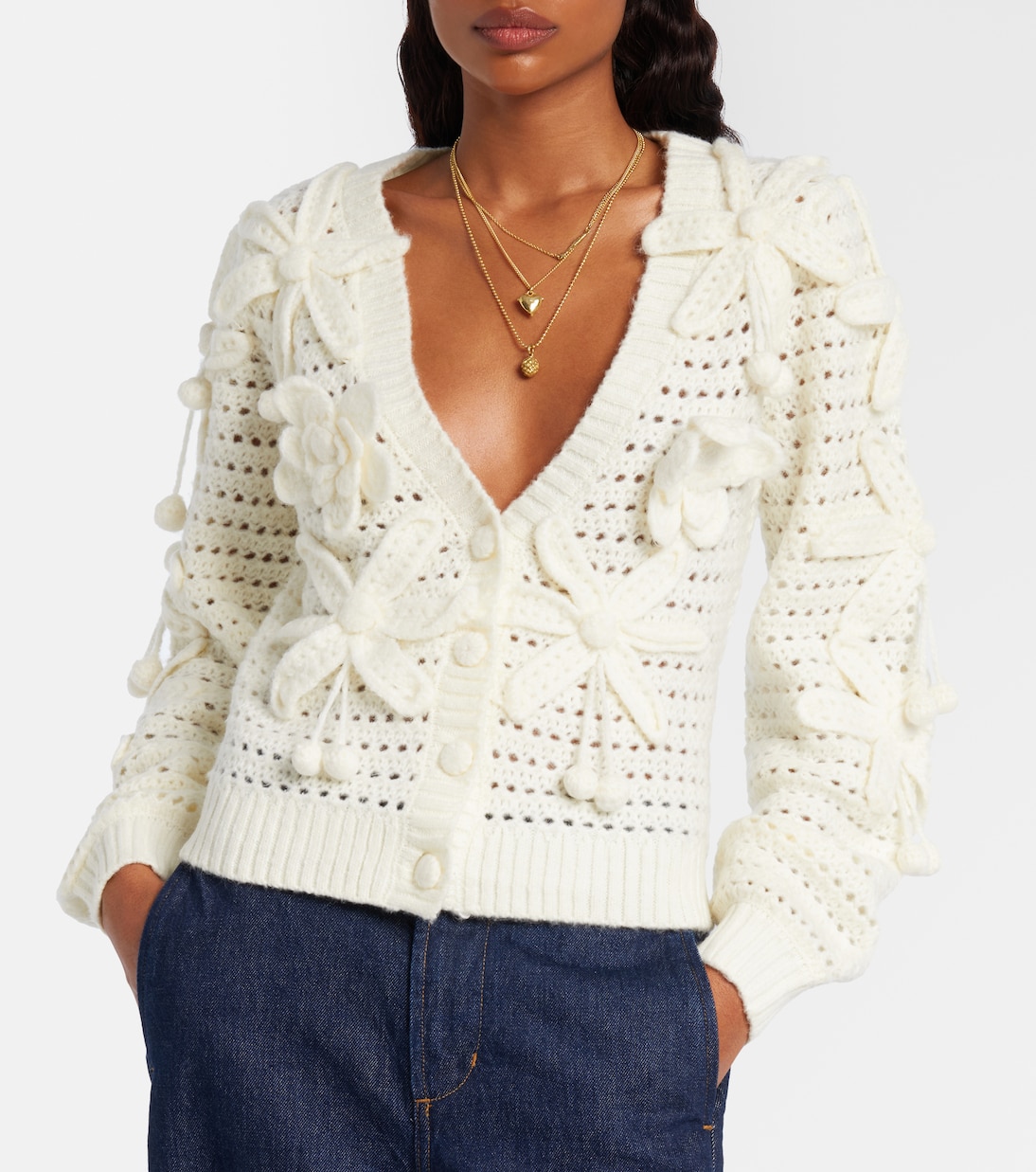 Crochet Flowers open-knit cardigan | Farm Rio