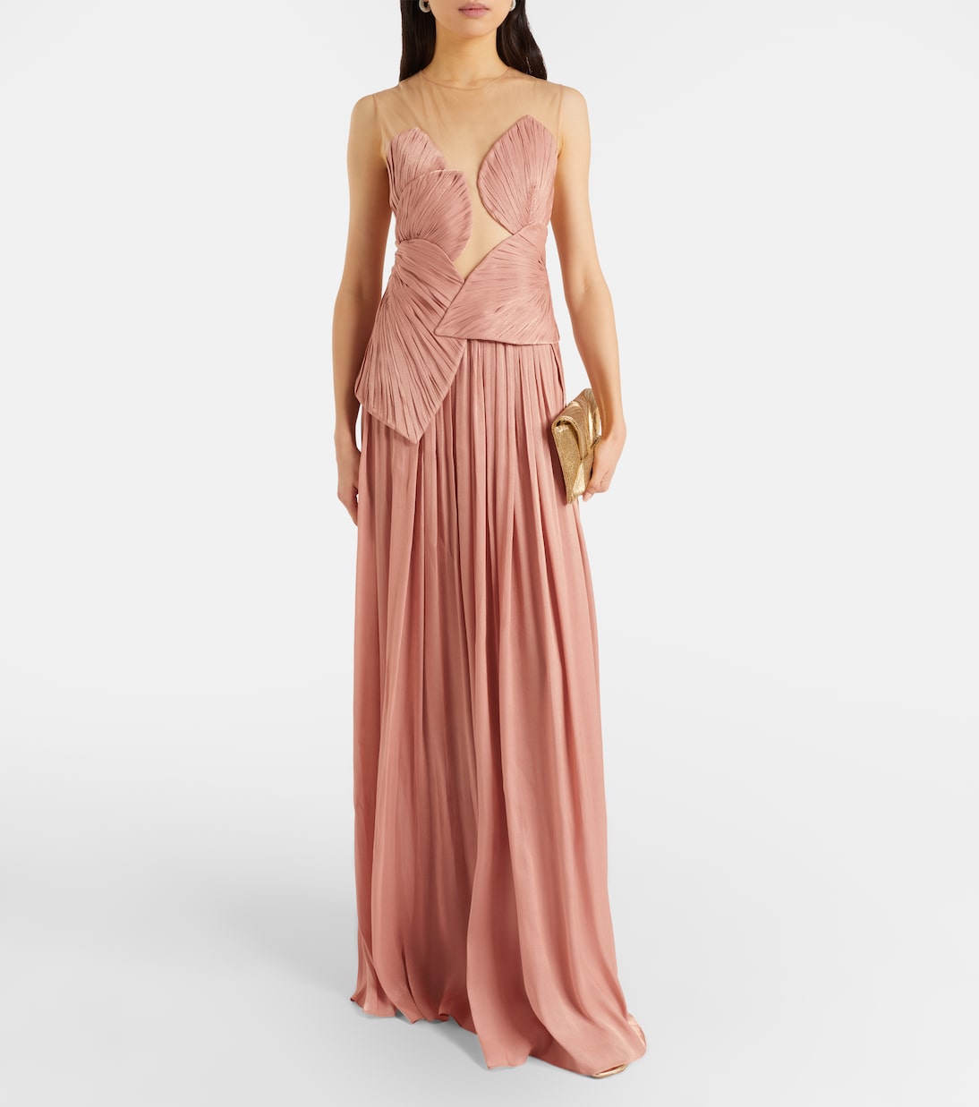 Serenne lamé georgette gown | Costarellos