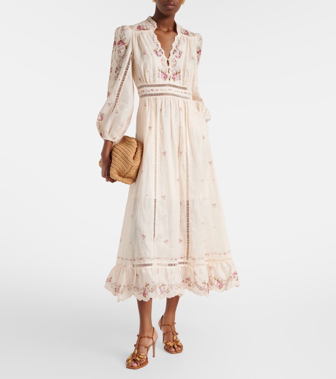 Patience floral linen midi dress | Zimmermann